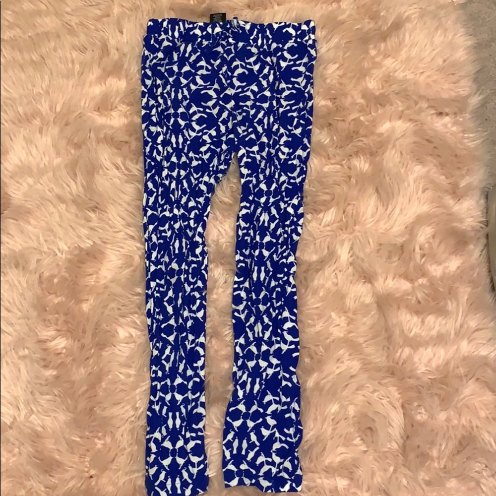 Blue and White Bird Patterned Joggers